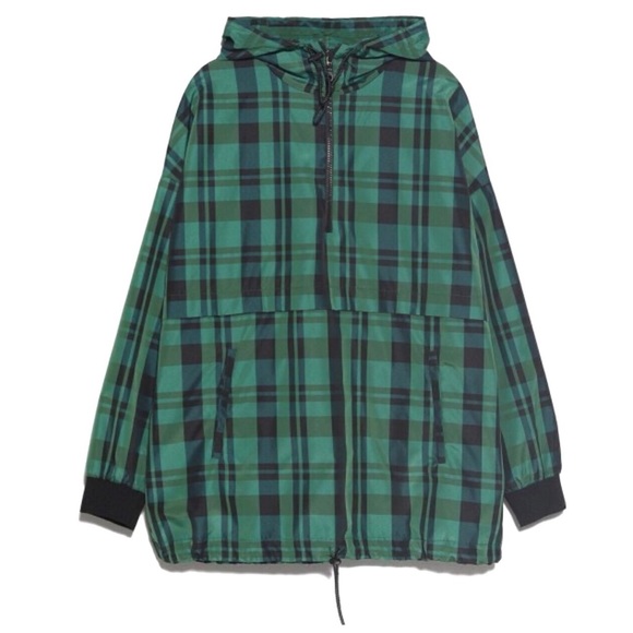 Zara Checked Hooded Lightweight Jacket Large Retro - Picture 3 of 16